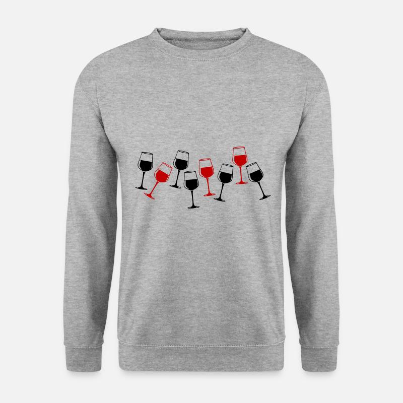 Wein Rotwein Glas - Unisex Pullover - Weißgrau meliert