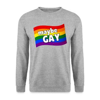 Maybe Gay maybe not gay rainbow flag LGBQ pride - Unisex Sweatshirt - salt & pepper - Front - Alina (178cm) & Michal (187cm)