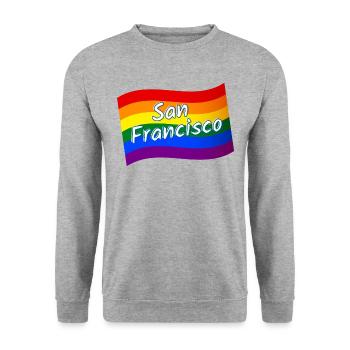 Gay Pride San Francisco rainbow flag LGBT LGBTQ - Unisex Sweatshirt - salt & pepper - Front - Alina (178cm) & Michal (187cm)
