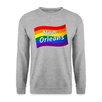 Gay Pride New Orleans rainbow flag LGBT LGBTQ - Unisex Sweatshirt - salt & pepper - Front - Alina (178cm) & Michal (187cm)