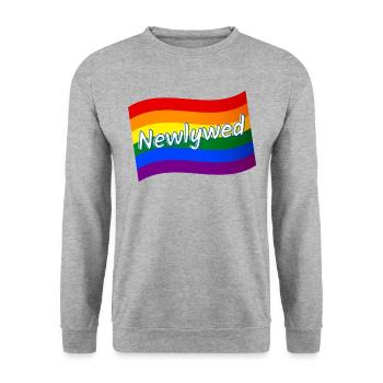 Gay pride Newlywed just married rainbow flag LGBT - Unisex Sweatshirt - salt & pepper - Front - Alina (178cm) & Michal (187cm)