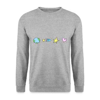 symboles formes voyage spatial fusée terrestre - Sweat-shirt Unisexe - gris chiné - Devant - Alina (178cm) & Michal (187cm)