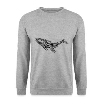 Whale Tribal Tattoo - Unisex Sweatshirt - salt & pepper - Front - Alina (178cm) & Michal (187cm)