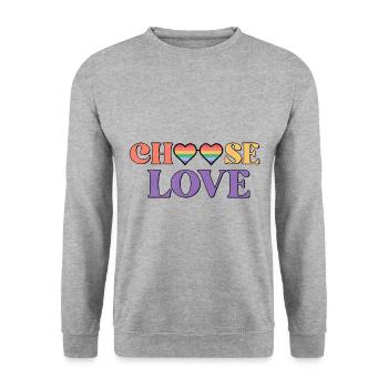Gay Lesbian Rainbow T-Shirt Gift Idea - Unisex Sweatshirt - salt & pepper - Front - Alina (178cm) & Michal (187cm)