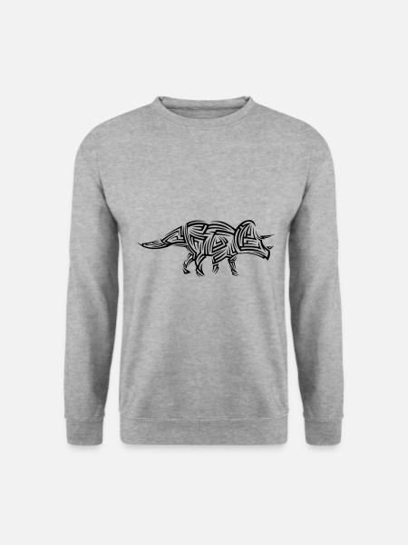 Dinosaurier Triceratops Tribal Tattoo - Unisex Pullover - Weißgrau meliert