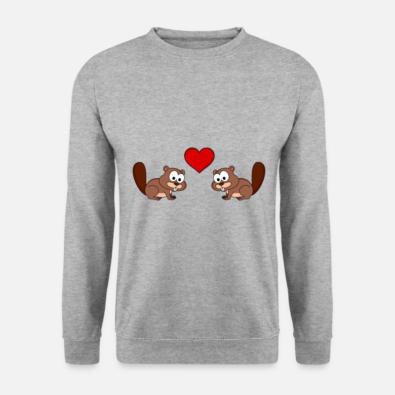 Beaver Comic Couple Love - Unisex Sweatshirt - salt & pepper