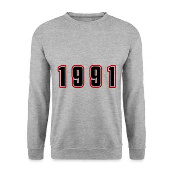 1991 Year Number - Unisex Sweatshirt - salt & pepper - Front - Alina (178cm) & Michal (187cm)