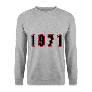 1971 Year Number - Unisex Sweatshirt - salt & pepper - Front - Alina (178cm) & Michal (187cm)