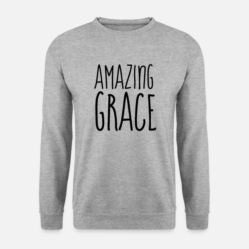 Erstaunliche Gnade - christliche Zitate - Unisex Pullover - Weißgrau meliert