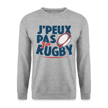 Je Peux Pas J'ai Rugby Cadeau Amoureux De Rugby - Sweat-shirt Unisexe - gris chiné - Devant - Alina (178cm) & Michal (187cm)