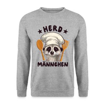 Herdmännchen Erdmännchen Koch - Unisex Pullover - Weißgrau meliert - Vorne - Alina (178cm) & Michal (187cm)