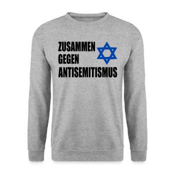zusammen gegen antisemitismus - Unisex Pullover - Weißgrau meliert - Vorne - Alina (178cm) & Michal (187cm)
