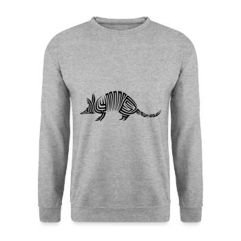 Gürteltier Tribal Tattoo - Unisex Pullover - Weißgrau meliert - Vorne - Alina (178cm) & Michal (187cm)