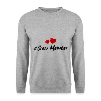 Crew Mitglied Herz Liebe - Unisex Pullover - Weißgrau meliert - Vorne - Alina (178cm) & Michal (187cm)