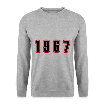 1967 Jahr Zahl - Unisex Pullover - Weißgrau meliert - Vorne - Alina (178cm) & Michal (187cm)