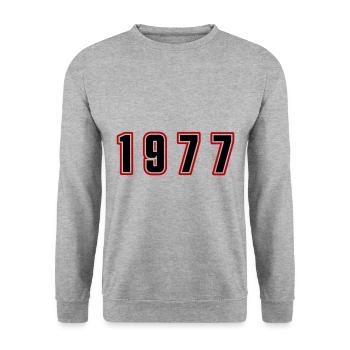 Numéro de l’année 1977 - Sweat-shirt Unisexe - gris chiné - Devant - Alina (178cm) & Michal (187cm)