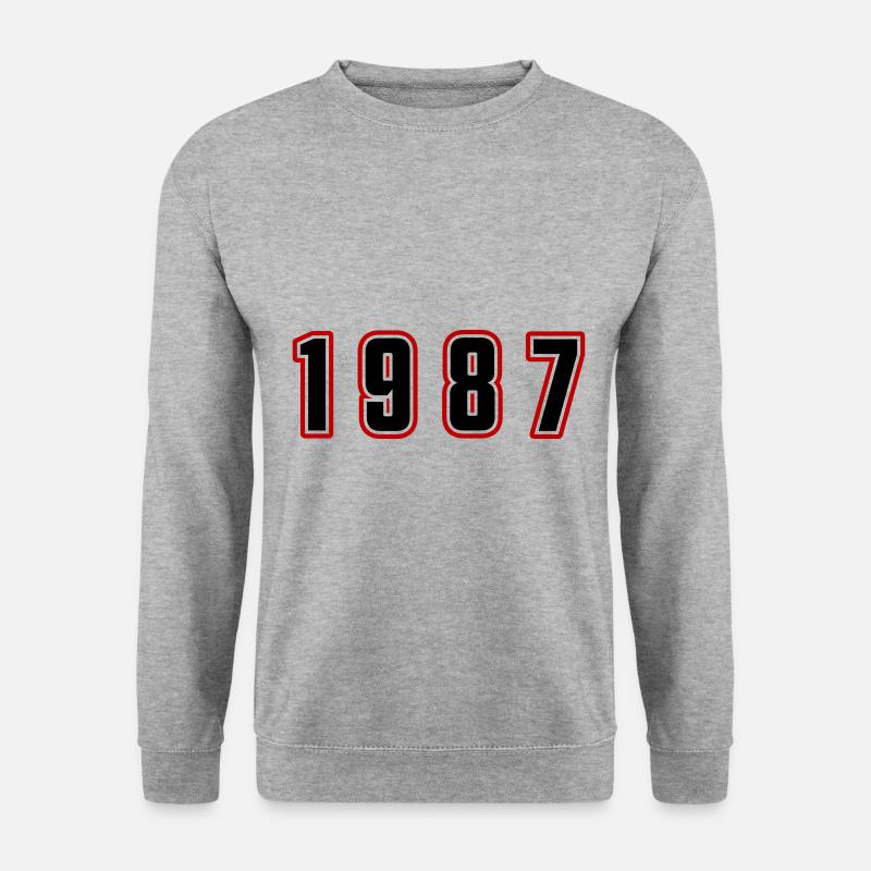1987 Jahr Zahl - Unisex Pullover - Weißgrau meliert
