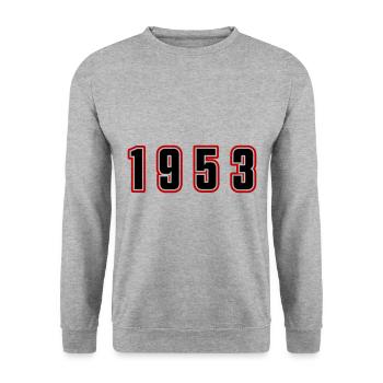 1953 Jahr Zahl - Unisex Pullover - Weißgrau meliert - Vorne - Alina (178cm) & Michal (187cm)