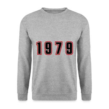 1979 Year Number - Unisex Sweatshirt - salt & pepper - Front - Alina (178cm) & Michal (187cm)