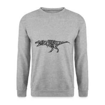 Dinosaur T-Rex Tribal Tattoo - Unisex Sweatshirt - salt & pepper - Front - Alina (178cm) & Michal (187cm)