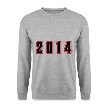 2014 Jahr Zahl - Unisex Pullover - Weißgrau meliert - Vorne - Alina (178cm) & Michal (187cm)