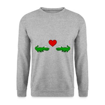 Alligator Comic Animal Couple Love - Unisex Sweatshirt - salt & pepper - Front - Alina (178cm) & Michal (187cm)