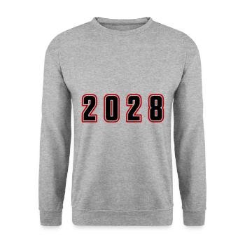 2028 Jahr Zahl - Unisex Pullover - Weißgrau meliert - Vorne - Alina (178cm) & Michal (187cm)