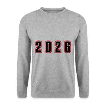 2026 year number - Unisex Sweatshirt - salt & pepper - Front - Alina (178cm) & Michal (187cm)