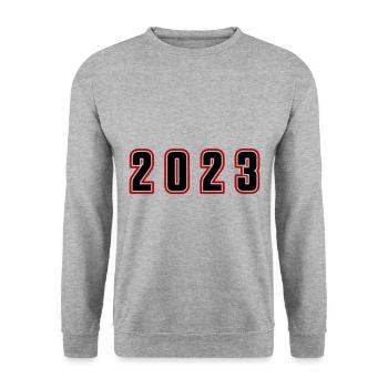 2023 Jahr Zahl - Unisex Pullover - Weißgrau meliert - Vorne - Alina (178cm) & Michal (187cm)