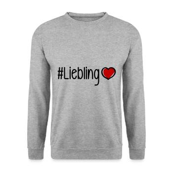 Liebling Herz - Unisex Pullover - Weißgrau meliert - Vorne - Alina (178cm) & Michal (187cm)