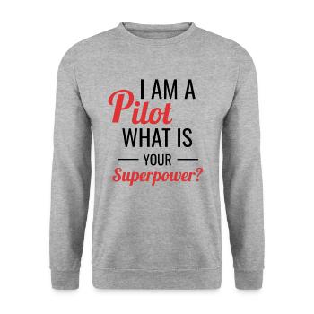 Pilot - Unisex Pullover - Weißgrau meliert - Vorne - Alina (178cm) & Michal (187cm)
