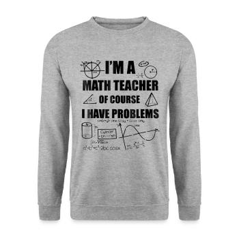 Ich bin ein Mathelehrer Natürlich habe ich Probleme - Unisex Pullover - Weißgrau meliert - Vorne - Alina (178cm) & Michal (187cm)