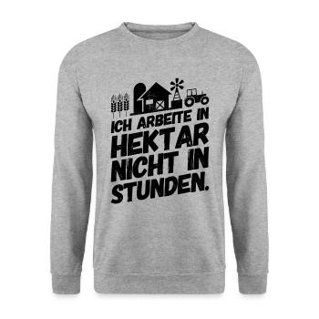 Landwirt Bauer Landwirtschaft Sprüche Hektar - Unisex Pullover - Weißgrau meliert - Vorne - Alina (178cm) & Michal (187cm)