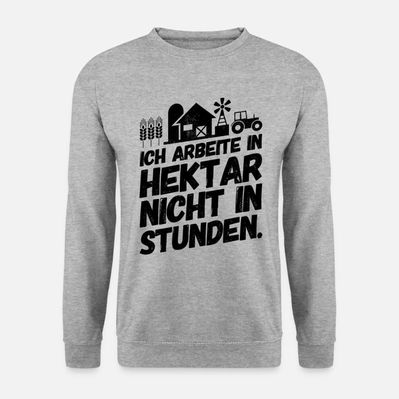 Landwirt Bauer Landwirtschaft Sprüche Hektar - Unisex Pullover - Weißgrau meliert