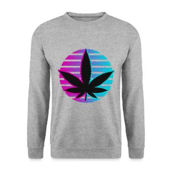 Kiffen Gras Kiffer Cannabis 420 Neon - Unisex Pullover - Weißgrau meliert - Vorne - Alina (178cm) & Michal (187cm)