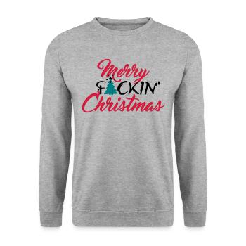 Merry fuckin' Christmas (3c) - Unisex Sweatshirt - salt & pepper - Front - Alina (178cm) & Michal (187cm)