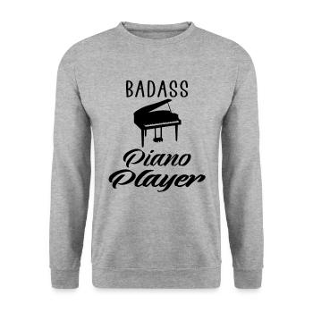Badass piano player - Unisex Pullover - Weißgrau meliert - Vorne - Alina (178cm) & Michal (187cm)