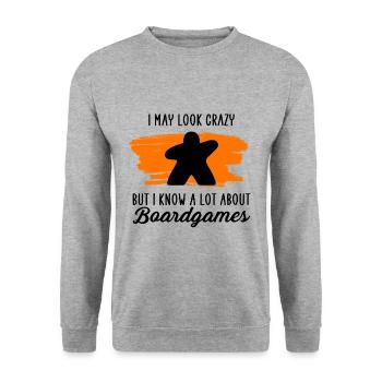 i know a lot about boardgames - Sweat-shirt Unisexe - gris chiné - Devant - Alina (178cm) & Michal (187cm)
