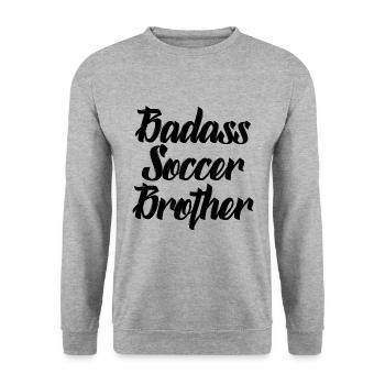 badass soccer brother - Unisex Sweatshirt - salt & pepper - Front - Alina (178cm) & Michal (187cm)