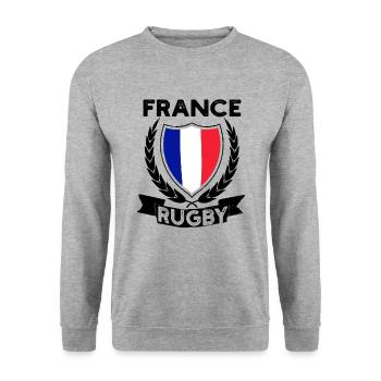 Rugby France Maillot De Rugby Pour les Français France - Sweat-shirt Unisexe - gris chiné - Devant - Alina (178cm) & Michal (187cm)