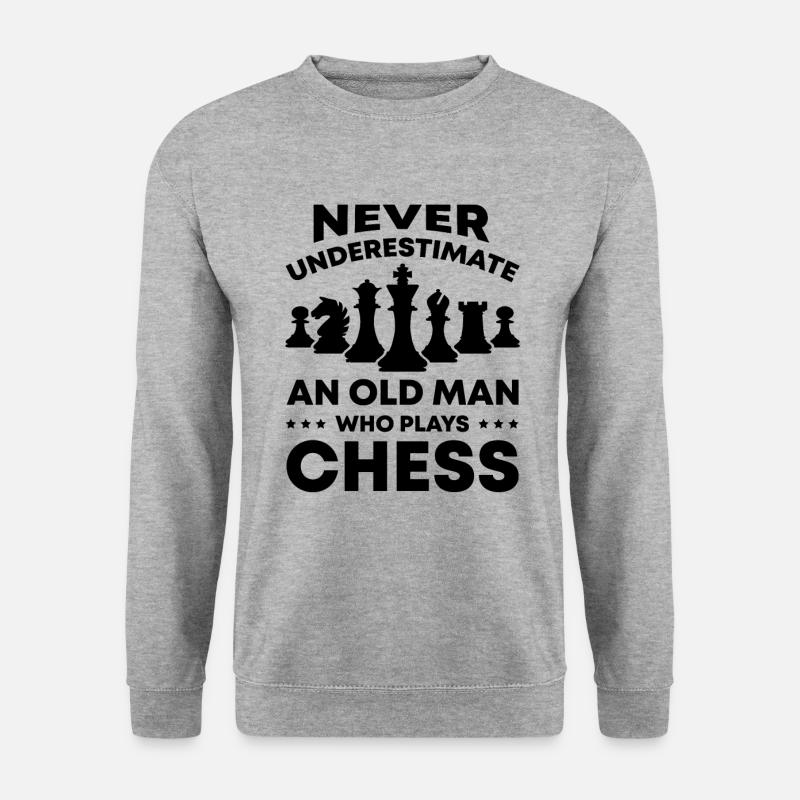 alter mann schach - Unisex Pullover - Weißgrau meliert