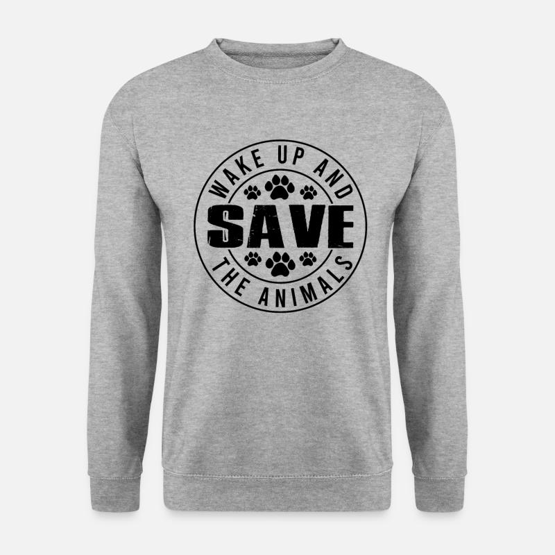 Schütze Tiere Tierschutz - Unisex Pullover - Weißgrau meliert