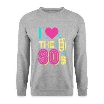 I love 80's Retro 80s Oldschool Themed Party - Unisex Sweatshirt - salt & pepper - Front - Alina (178cm) & Michal (187cm)
