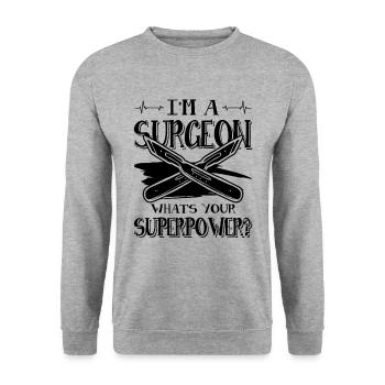 Surgeon superpower - Unisex Sweatshirt - salt & pepper - Front - Alina (178cm) & Michal (187cm)