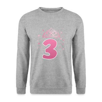 3. Geburtstag 3 Jahre alt Prinzessin Krone - Unisex Pullover - Weißgrau meliert - Vorne - Alina (178cm) & Michal (187cm)