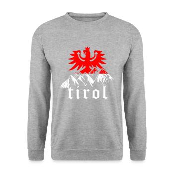 Tiroler Berge - Tirol Adler Flagge Urlaub - Unisex Pullover - Weißgrau meliert - Vorne - Alina (178cm) & Michal (187cm)