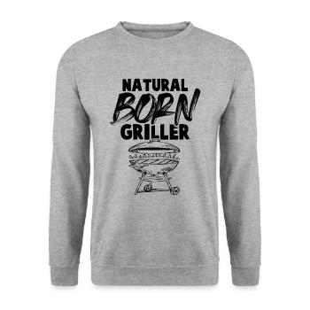 born griller grill - Sweat-shirt Unisexe - gris chiné - Devant - Alina (178cm) & Michal (187cm)