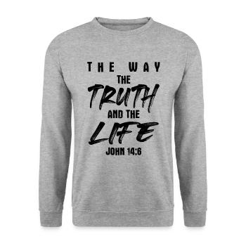loin la vérité vivre la bible - Sweat-shirt Unisexe - gris chiné - Devant - Alina (178cm) & Michal (187cm)