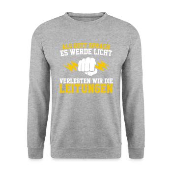 Männer Elektriker Baustelle Elektroniker Lustiger - Unisex Pullover - Weißgrau meliert - Vorne - Alina (178cm) & Michal (187cm)