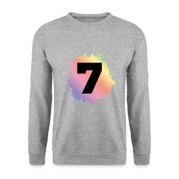 7 nombre de taches - Sweat-shirt Unisexe - gris chiné - Devant - Alina (178cm) & Michal (187cm)